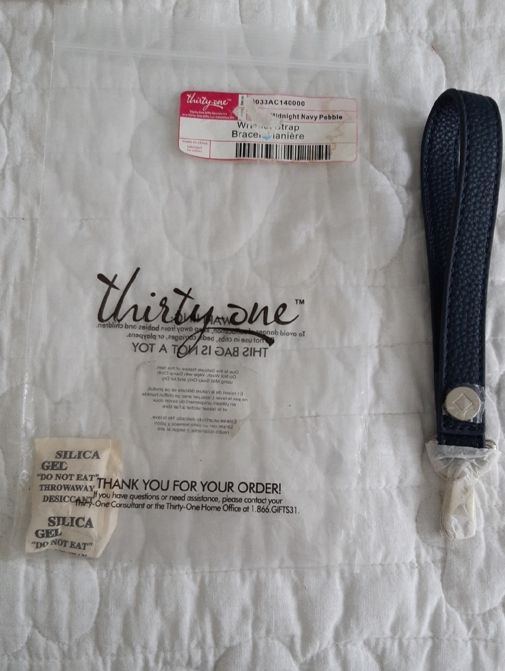 thirty-one Midnight Navy Pebble Wristlet Strap with Silver Accent